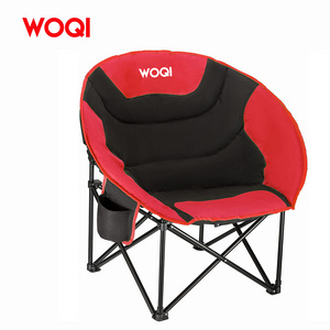 WOQI Portable Heavy Duty Comfy Sofa Chair Camping Large Folding Padded Moon Round Saucer Chair