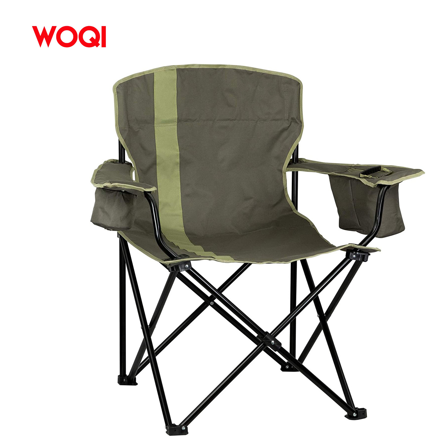 WOQI Manufacturer Lightweight Portable Folding Heavy Duty Metal Lawn Beach Fishing Seat Outdoor Camping Chair With  Cup Holder