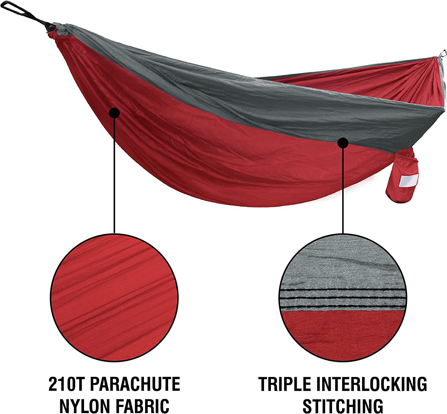 WOQI Double Camping Hammock for 2 People with Tree Straps, Lightweight Portable Nylon Parachute Hammock for Hiking Traveling