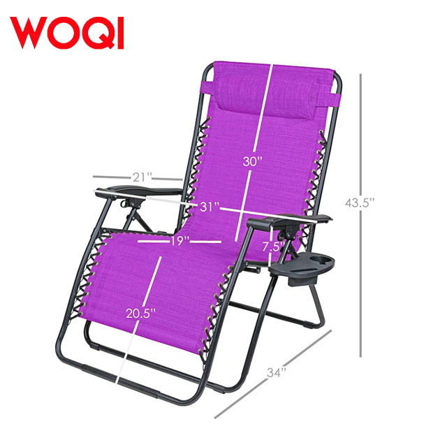 WOQI spot factory direct sales, customizable outdoor adjustable zero gravity folding lounge chair with pillow