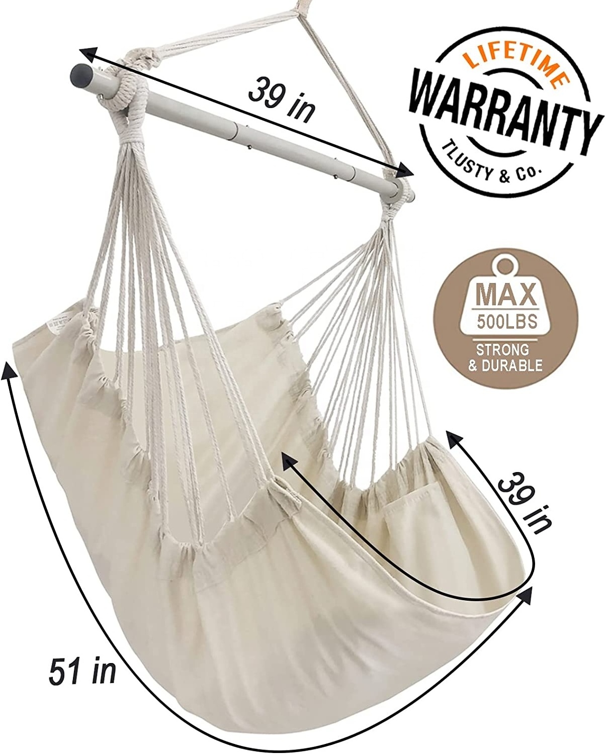 WOQI Wholesale Cheap Cotton Outdoor hanging hammock chair  for Garden Park Farmhouse