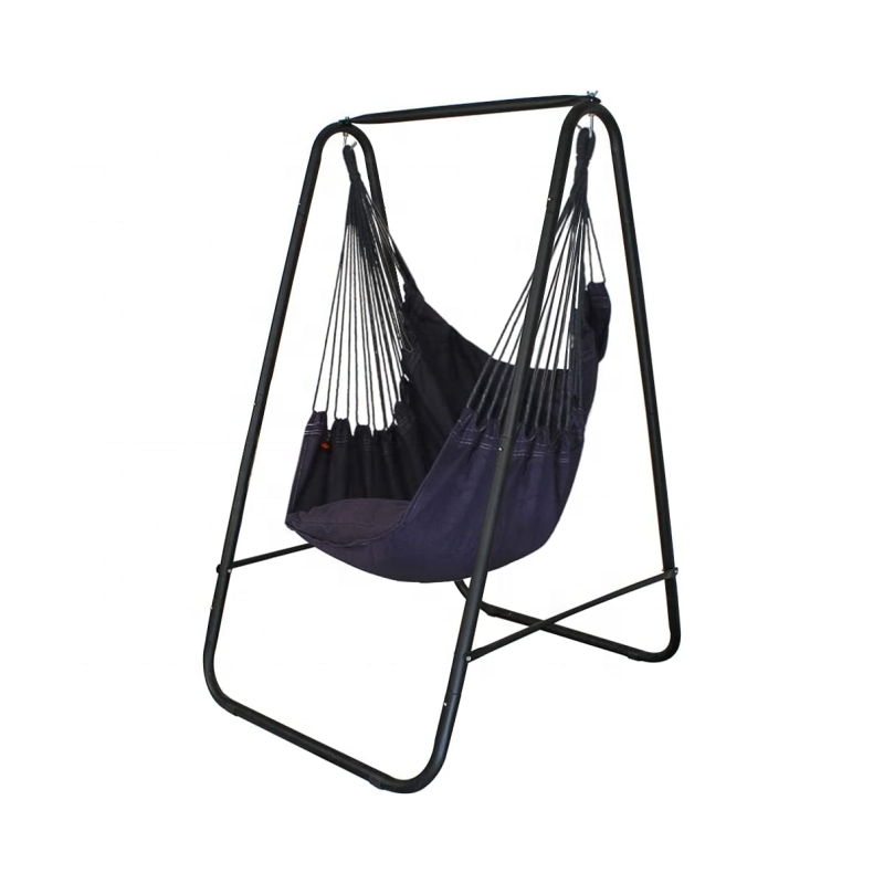 WOQI Quality Cotton Weather Resistant Saving Space Hammock Chair Stand with Hanging Swing Chair