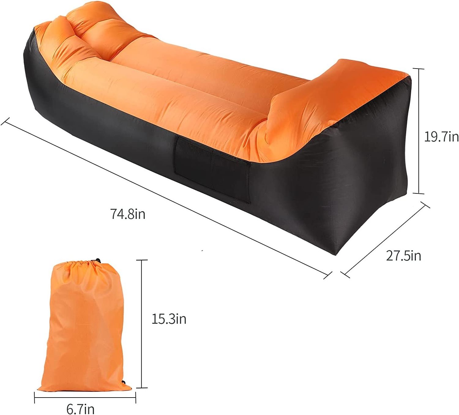 WOQI Outdoor Camping Convenient Camouflage Bean Bag With Stuff Pouch Inflatable Lazy Bag Air Sofa Bed