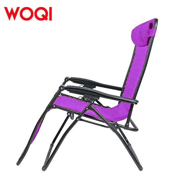 WOQI spot factory direct sales, customizable outdoor adjustable zero gravity folding lounge chair with pillow