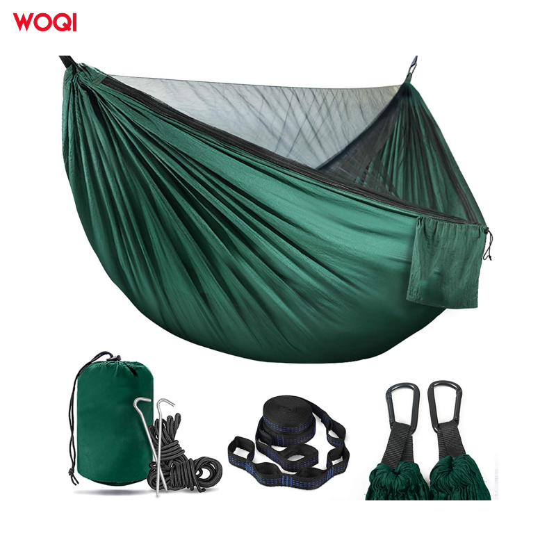 WOQI  Manufacture Custom Logo Top Quality Nylon Portable Hammock Swing Seat witn Tree Strap for Travel Backyard