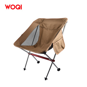 WOQI 2023 New Outdoor All-aluminum Extra-wide Camping Beach Chair Portable Lightweight Moon Chair With 600D Oxford Cloth