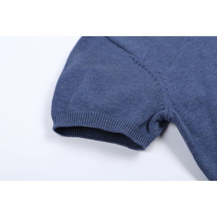 Women Regular-Fitting Short Sleeves Crew Neck Pullover Made of Cashmere like Cotton