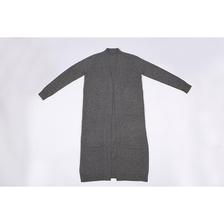 OEM Women Regular-Fitting Long Sleeves Vee Neck Long Cardigan Made of Wool-Cashmere