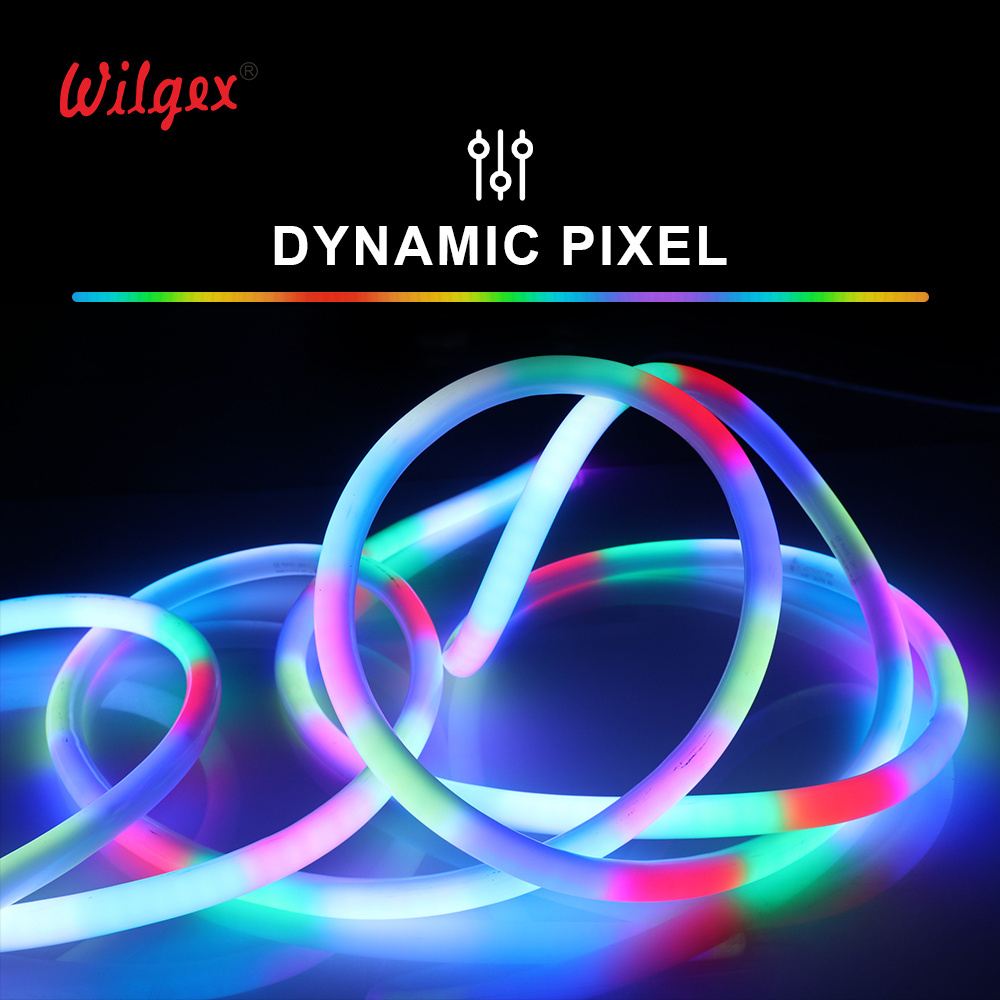 Dynamic pixel RGB 360 Degree Round LED Neon Flex 24 Volt Pixel IP68 Tube Strip light facade lighting outdoor neon flex