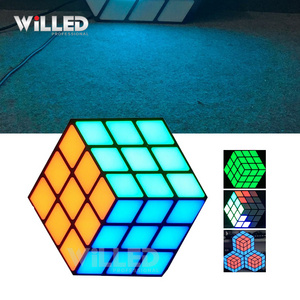 stage nightclub disco party lights cube effect flat 3D cube led dance floor for home party bar club