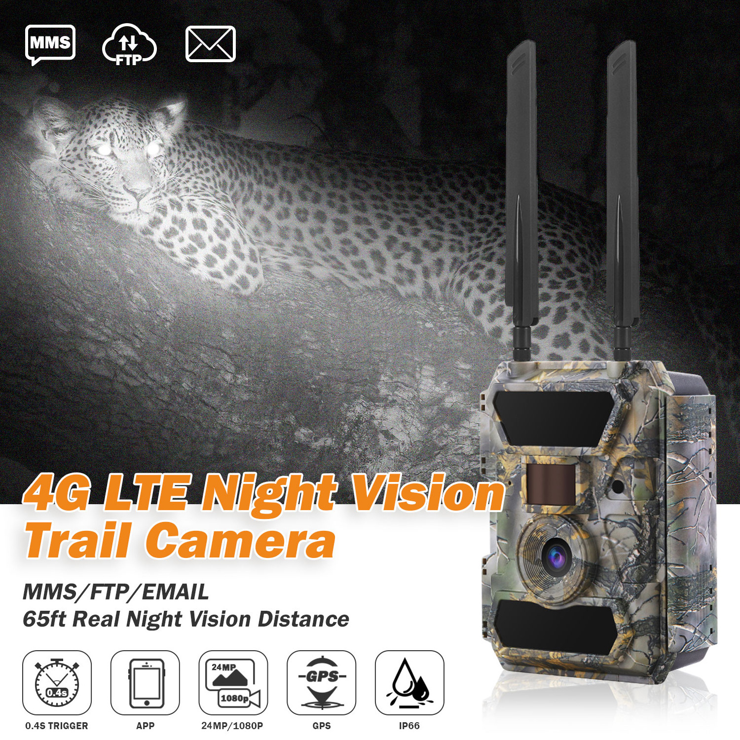 WILLFINE night vision wild life camera 4G MMS solar panel wildlife trail camera hunting