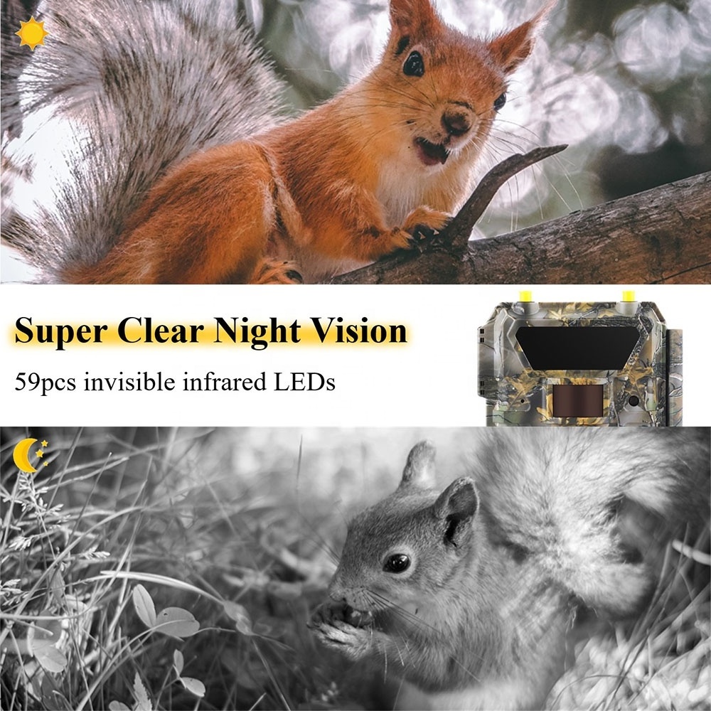 WILLFINE night vision wild life camera 4G MMS solar panel wildlife trail camera hunting