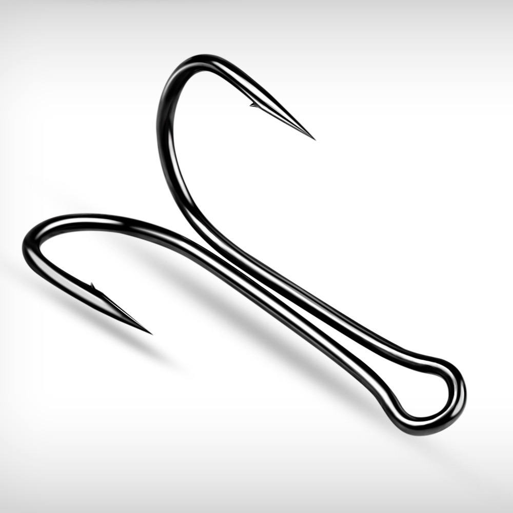 50pcs/Bag Double Hooks Stainless Steel Frog Hook Super Strong Soft Worm Lure Duple Hook