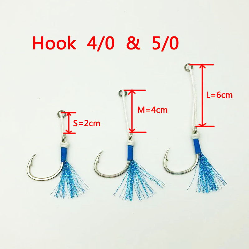 1# 1/0 2/0 3/0  4/0 5/0 Double Assist Hook High Carbon 4/0 5/0 Single Assist Hook For Metal Jigs