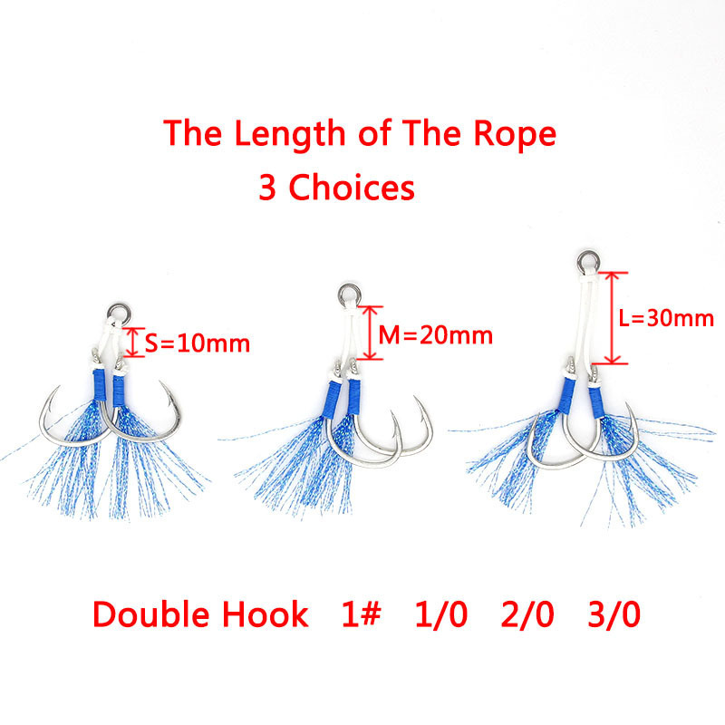 1# 1/0 2/0 3/0  4/0 5/0 Double Assist Hook High Carbon 4/0 5/0 Single Assist Hook For Metal Jigs