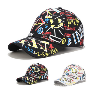 HT-0861 Street Style Graffiti Pattern Hip Hop Baseball Caps Wholesale China Original Popular Printing Plaid Baseball Cap