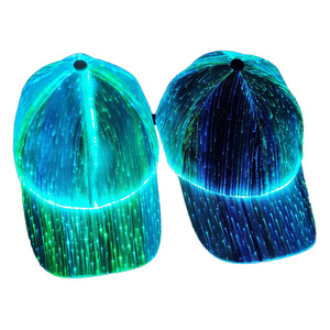 HT-880 Outdoor Illuminated Fiber Optic Light Colorful Men Hats And Caps Baseball Led Light Baseball Cap