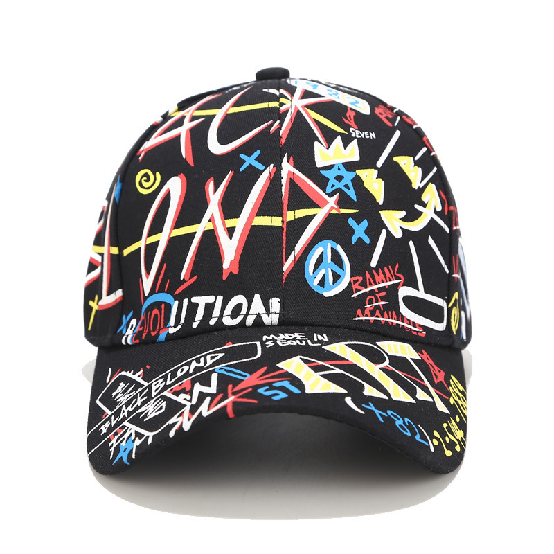 HT-0861 Street Style Graffiti Pattern Hip Hop Baseball Caps Wholesale China Original Popular Printing Plaid Baseball Cap