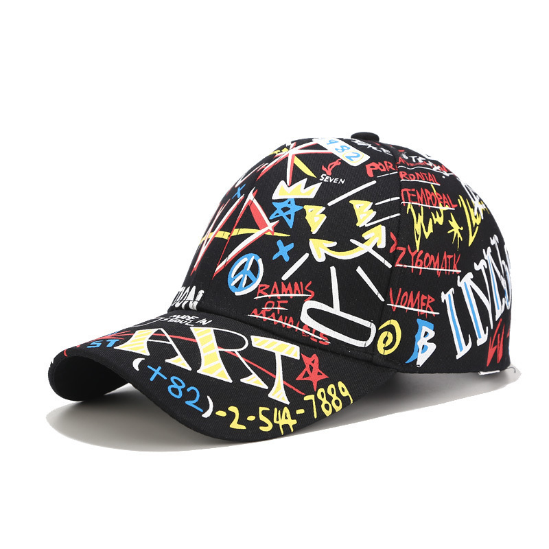 HT-0861 Street Style Graffiti Pattern Hip Hop Baseball Caps Wholesale China Original Popular Printing Plaid Baseball Cap