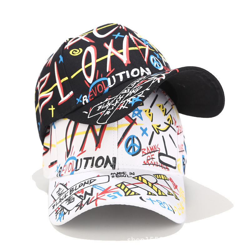 HT-0861 Street Style Graffiti Pattern Hip Hop Baseball Caps Wholesale China Original Popular Printing Plaid Baseball Cap