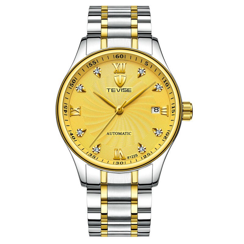 WJ-7647 TEVISE Brand Simple Watch  Automatic Mechanical Movt Luxury Wristwatch Stainless Steel Band Men Watch