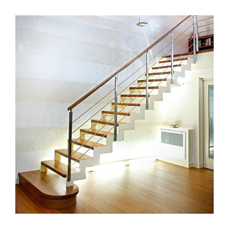 Household individual fire escape straight stairs wooden box tread staircase