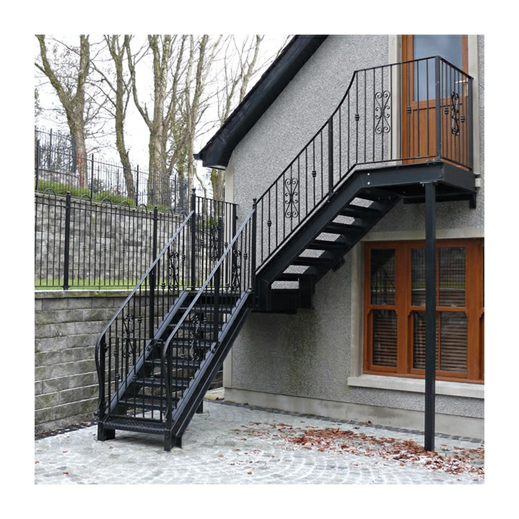 Half landing stairs industrial galvanized steel cast iron stringer support staircase