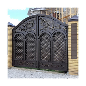 European Style Wrought Iron Gate Galvanized Steel Doors Iron Main Gate Design