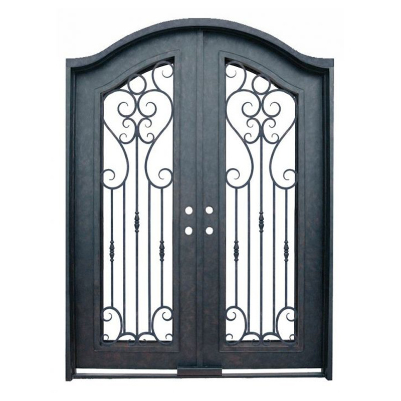 Hot Sale High Quality Luxury Design Exterior Burglar Proof Other Doors Main Entrance Entry Front French Wrought Iron Doors