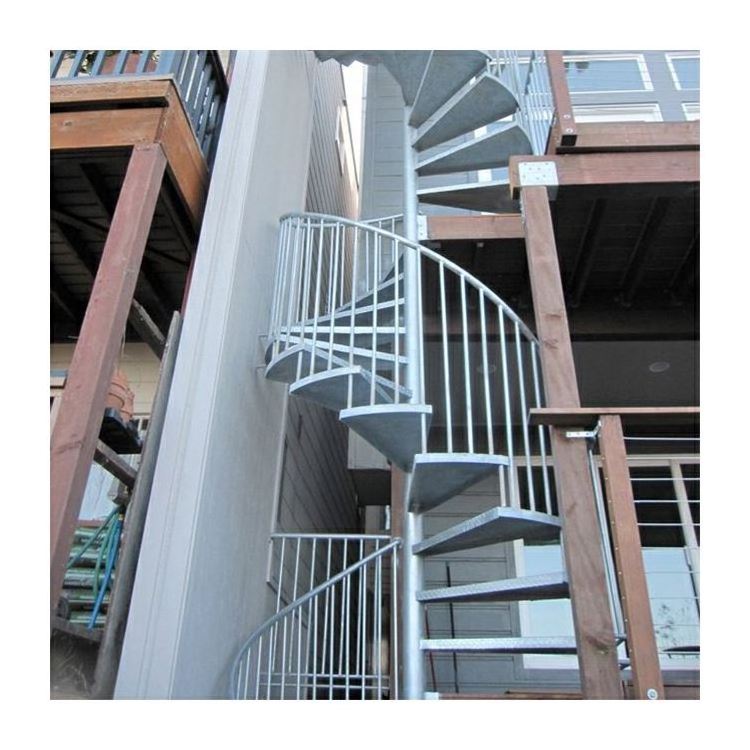 Outdoor metal upright wrought iron railing staircase spiral stainless steel stair