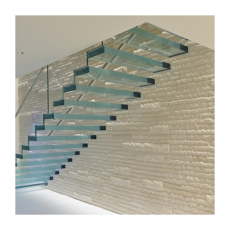 2023 Glass Treads Suspension Floating Stairs Invisible Beam Suspended Staircase