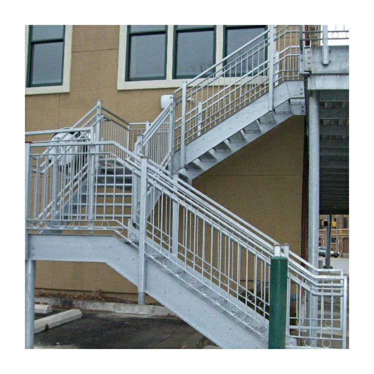 Half landing stairs industrial galvanized steel cast iron stringer support staircase