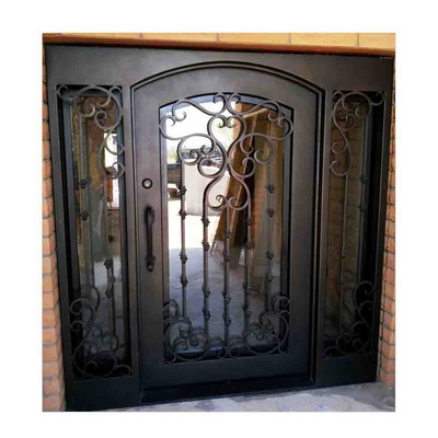 Hot Sale High Quality Luxury Design Exterior Burglar Proof Other Doors Main Entrance Entry Front French Wrought Iron Doors