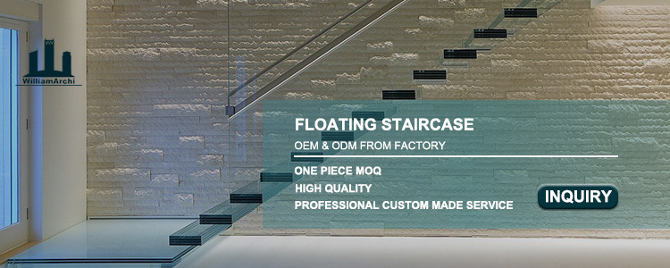 2023 Glass Treads Suspension Floating Stairs Invisible Beam Suspended Staircase