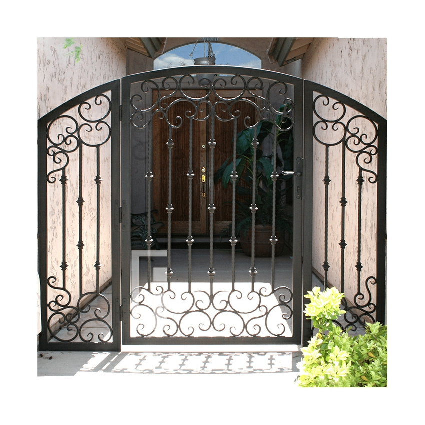 European Style Wrought Iron Gate Galvanized Steel Doors Iron Main Gate Design