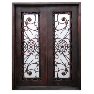 China Cheap Price Modern Internal Fancy Metal Doors Interior Single Leaf Decorative Glass Wrought Iron Front Entry Door