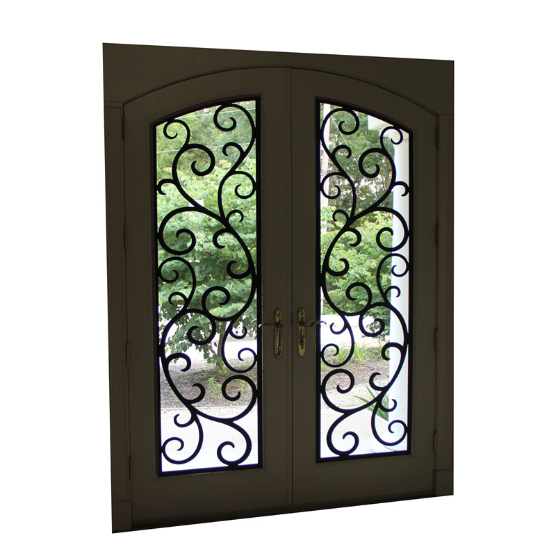 Hot Sale High Quality Luxury Design Exterior Burglar Proof Other Doors Main Entrance Entry Front French Wrought Iron Doors