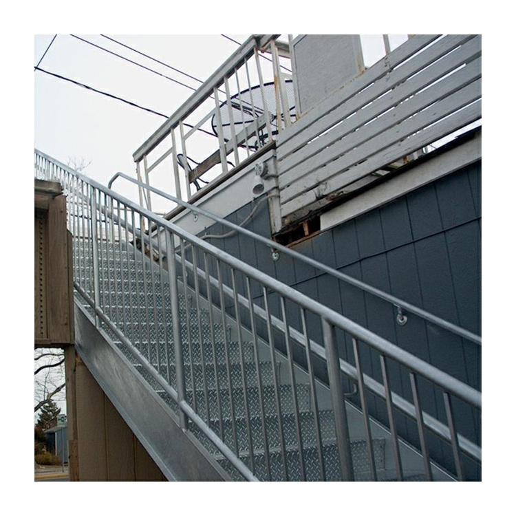 Half landing stairs industrial galvanized steel cast iron stringer support staircase