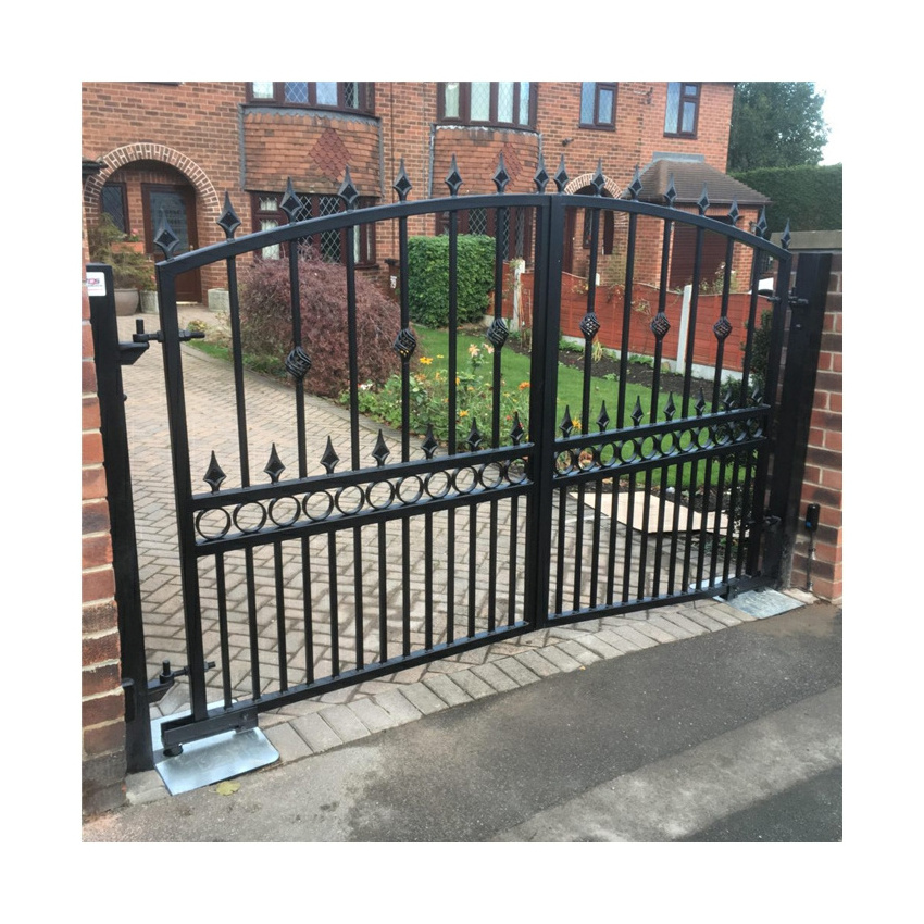 European Style Wrought Iron Gate Galvanized Steel Doors Iron Main Gate Design