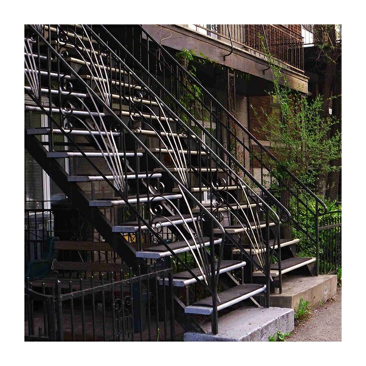 Half landing stairs industrial galvanized steel cast iron stringer support staircase