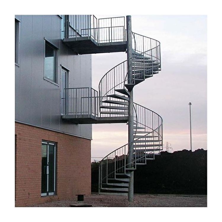 Outdoor metal upright wrought iron railing staircase spiral stainless steel stair