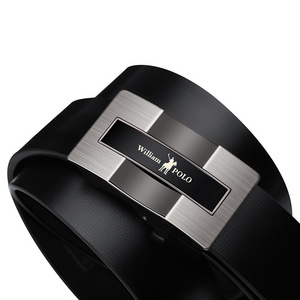 WilliamPolo full-grain leather Brand Belt Men Top Quality Genuine Luxury Leather Belts for Men Strap Male Metal Automatic Buckle