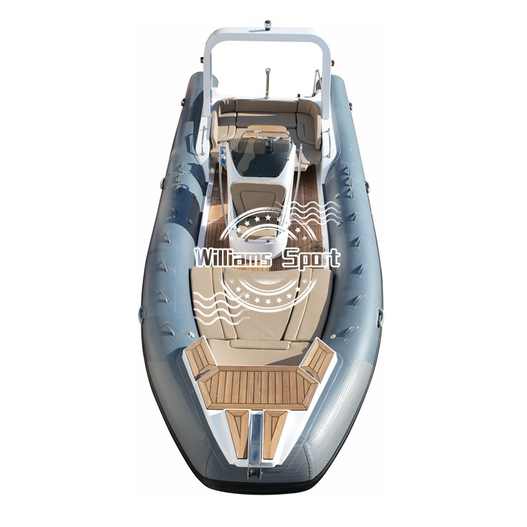 Luxury boat 25ft  15person semi rigid fiberglass hull inflatable boat rib760 for family