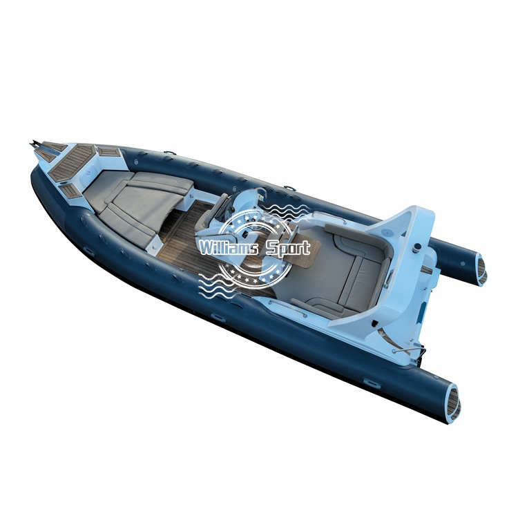 Luxury boat 25ft  15person semi rigid fiberglass hull inflatable boat rib760 for family