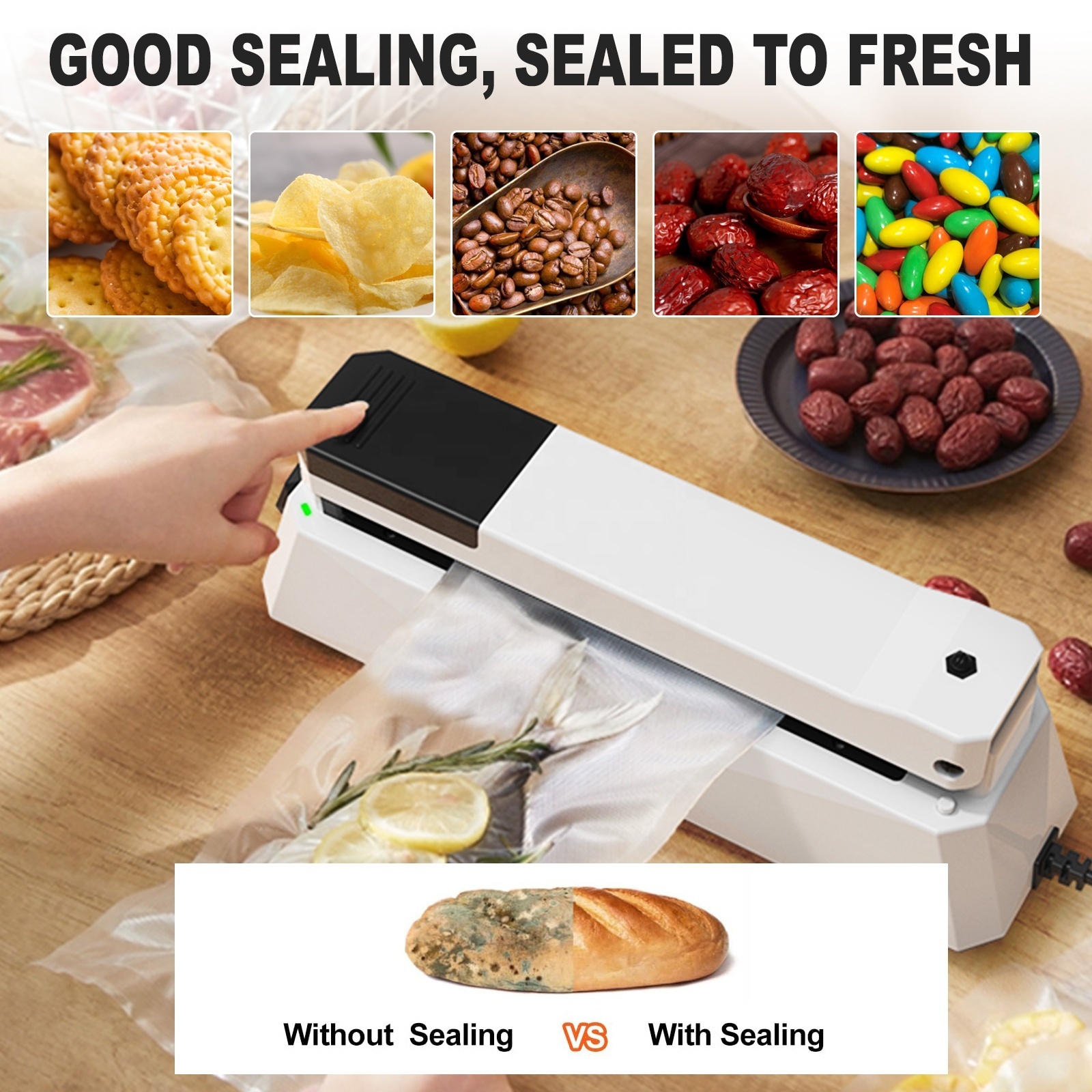 Wallepac Double Impulse Heat Sealer Tool Manual Bags 7.8 Inch  Sealing Plastic/Pe Pp Bags Sealing Machine For Food