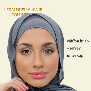 Matching set  fashion  Chiffon Scarf  Shawl With Matching Color Underscarf Two Piece Hijab Set Ethnic Scarves Hijab with hat cap