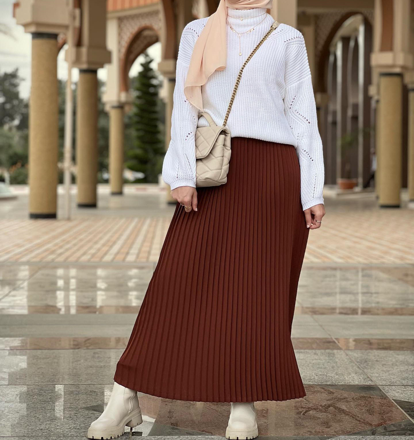 2023 trendy Fashion pleated long maxi skirts for women  long  Islamic crinkle skirts