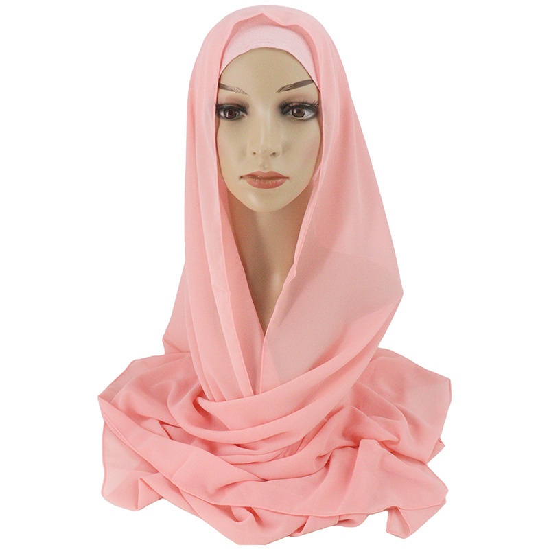 Matching set  fashion  Chiffon Scarf  Shawl With Matching Color Underscarf Two Piece Hijab Set Ethnic Scarves Hijab with hat cap