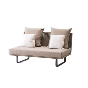 Outdoor Furniture Aluminum Frame Double Sofa Sectional With No Armrest PE Rattan Sofa