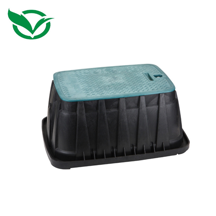 Irrigation Plastic Insulation Rectangular Sprinkler Valve Box with Green Lid 14